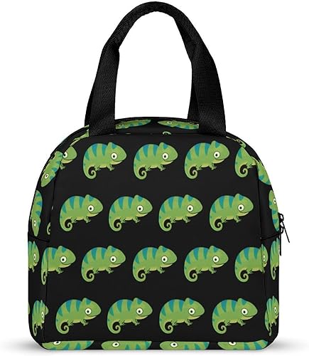 Miniatura 4 de Linda lonchera de lagarto camaleón para mujeres y hombres, bolsa de almuerzo aislada, bolsa de almuerzo reutilizable