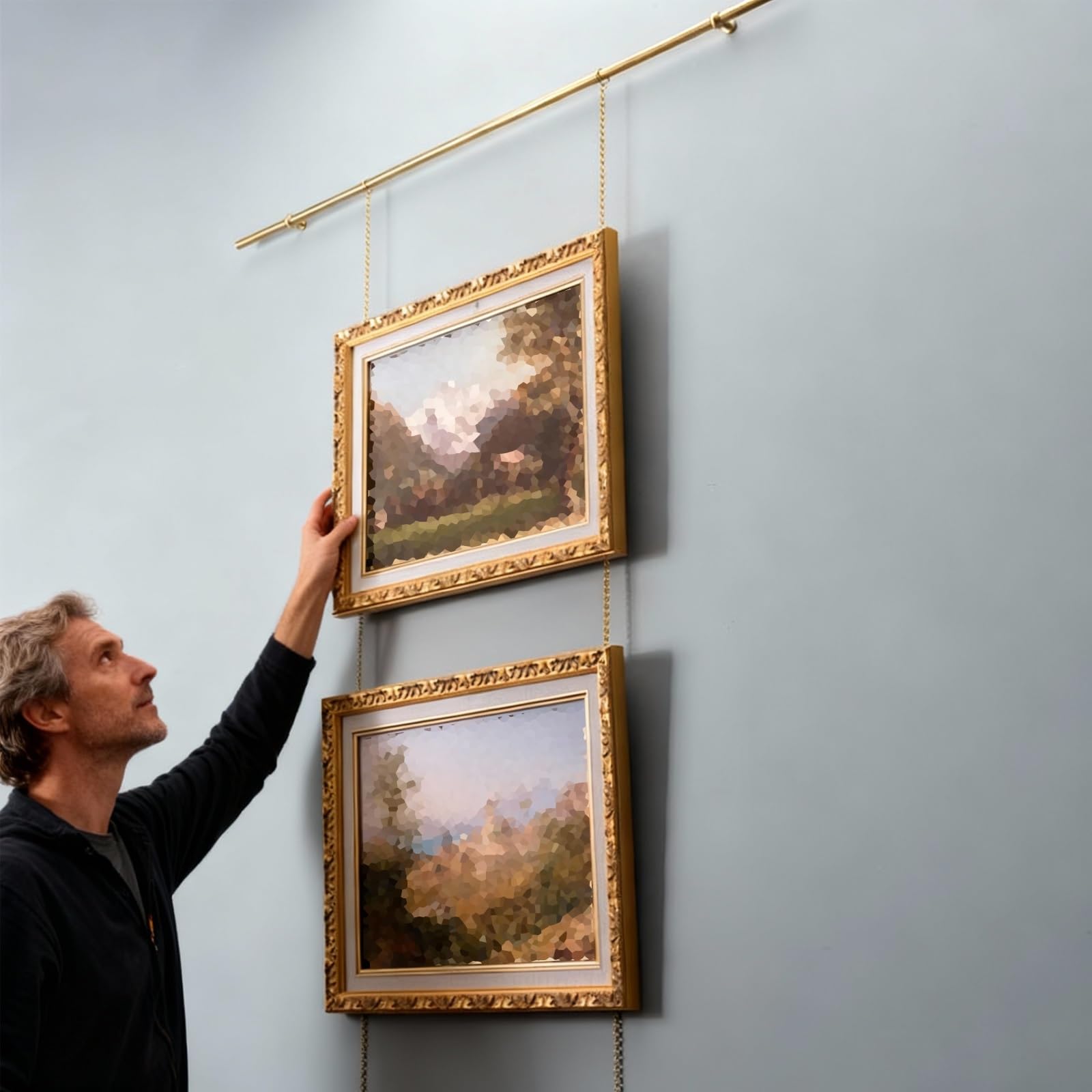 Rail de suspension mural réglable avec chaîne pour cadre photo et fixations de peintures