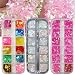 Iridescent Chunky Glitter Nail Sequins Nail Art Decoration Kit, Festival Face Painting Makeup Body Glitters, Star Heart Moon Rainbow Ice Flake Confetti Glitter Flakes (Glitter C)