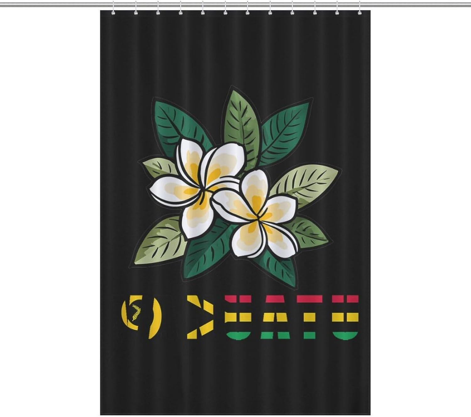 Vanuatu Flag Frangipani Flower Fabric Shower Curtain Liner Bath Bathroom | machine washable,with 12 hooks,stainless steel grommets,room divider