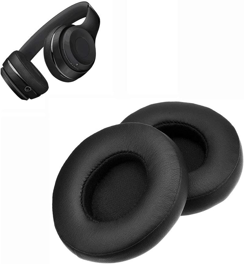 Cushions Beats Solo 2.0/3.0 Ear Pads Replacement Earpads Memory Foam Ear Cover Cups Cushion- Compatible with Solo 2 & 3 Wireless On Ear Headphones (Black)