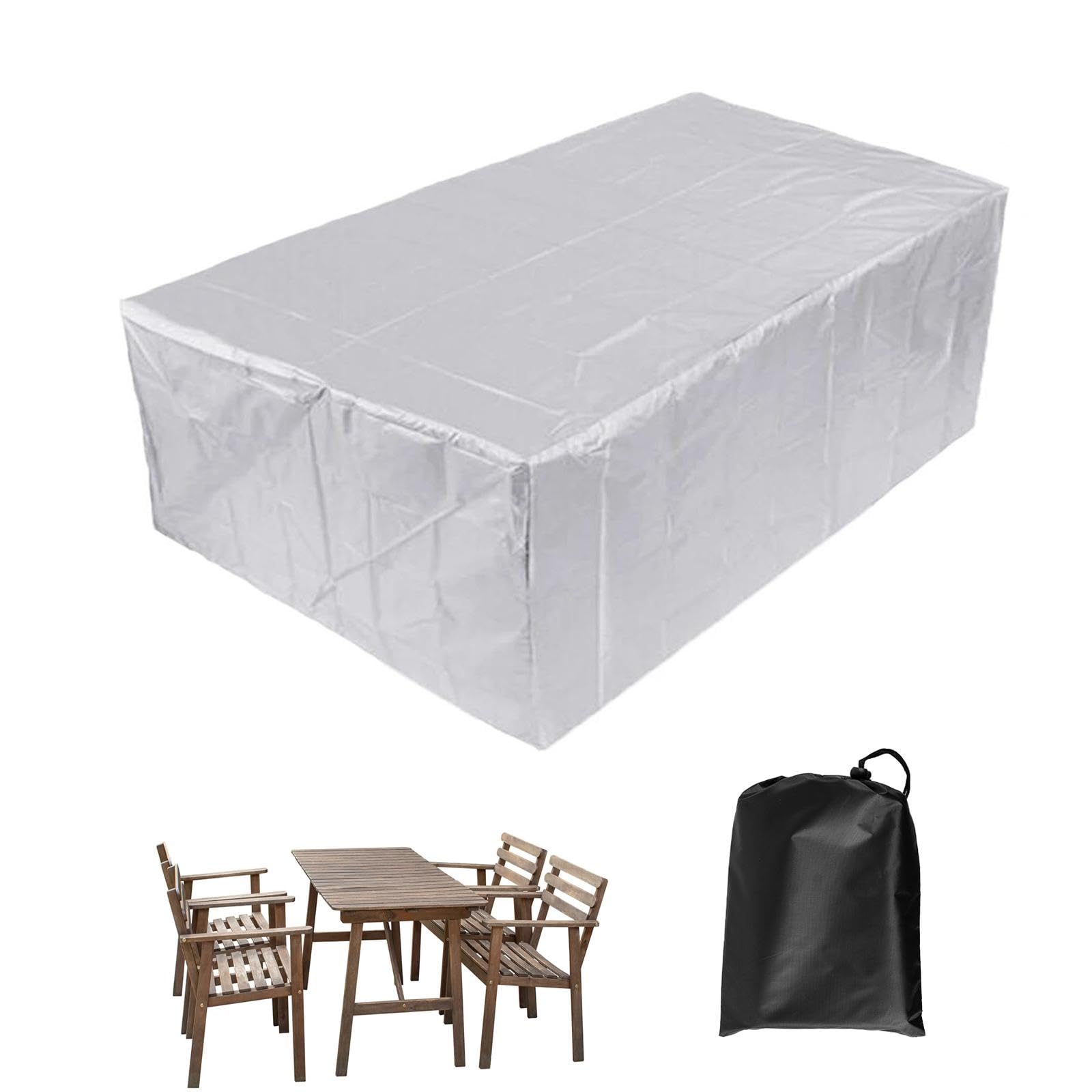 Copertura Per Mobili Da Giardino 200x90x70 Cm - Tessuto Oxford 600D Impermeabile, Antivento, Con Cordini E Fibbie, Nero - Foto 9