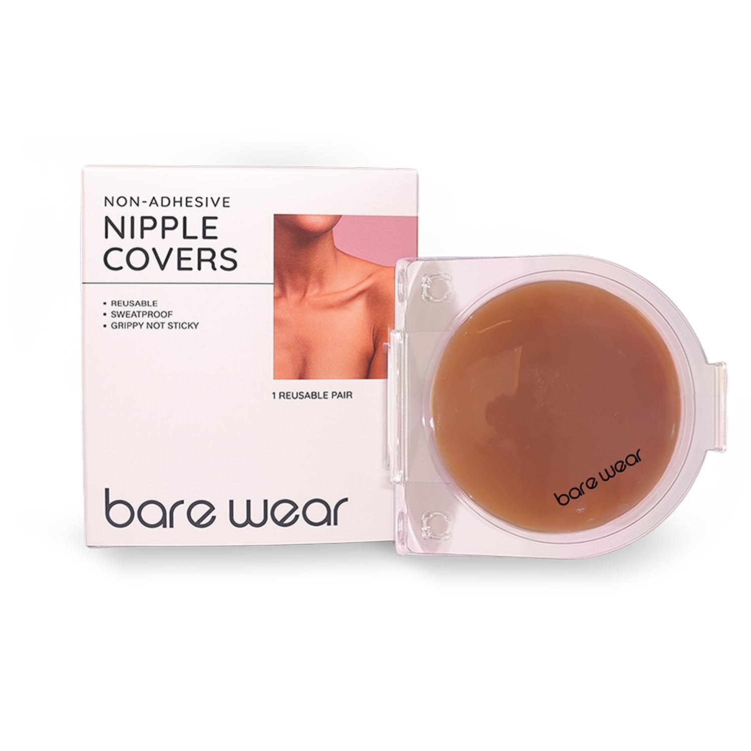 Non-Adhesive Brown Nipple Covers – Grippy, Not Sticky! Reusable Nipple Pasties for Women (8 cm)