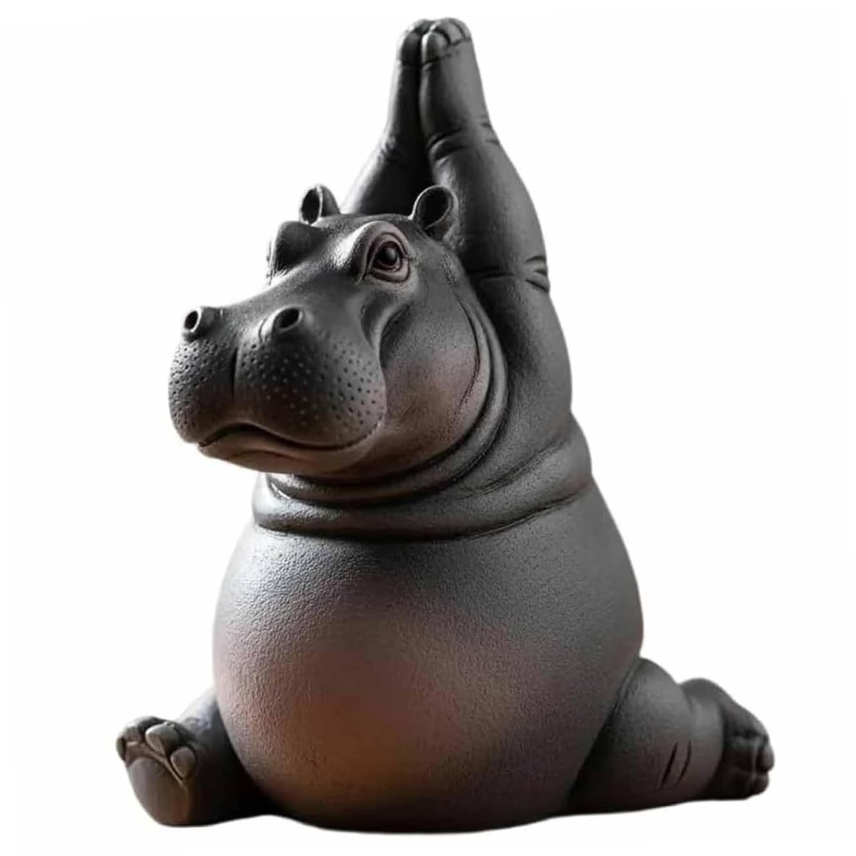 Bemonew Hippo Hippo Figurine, Yoga Master Figurine Playful Resin Statue, Funny Yoga Decor for Desk & Home, Style1