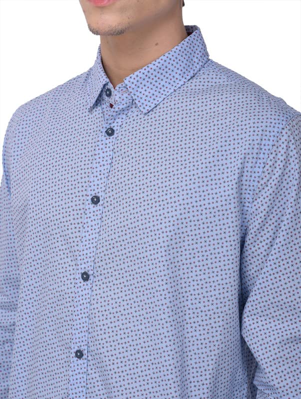 Image of Woodland Mens Cotton Printed Casual Regular Fit Full Sleeves Shirt