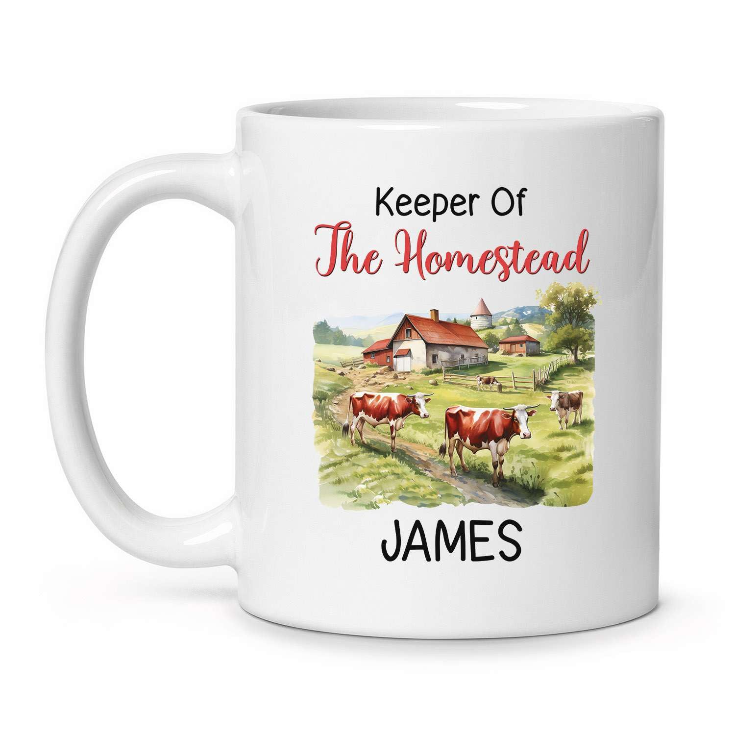 Keeper Of The Homestead Coffee Mugs, Personalized Farmer Cup Gift With Name, Farm Animal Travel Mugs, Customized Peaceful Farm Design Cup, Novelty Cup For Farmer, Gift For Men Women