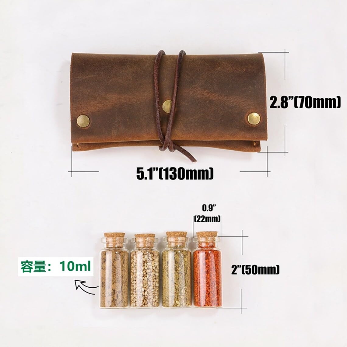 Amazon.co.jp: レザー アウトドア スパイスポーチ 本革 調味料 小瓶 4