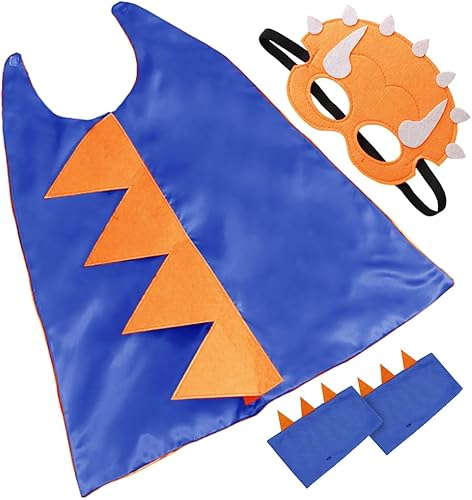 Miniatura 2 de Naichuo Capa de dragón de dinosaurio con guanteletes y máscara, disfraz de cosplay de Halloween para niños de 4 a 9 años