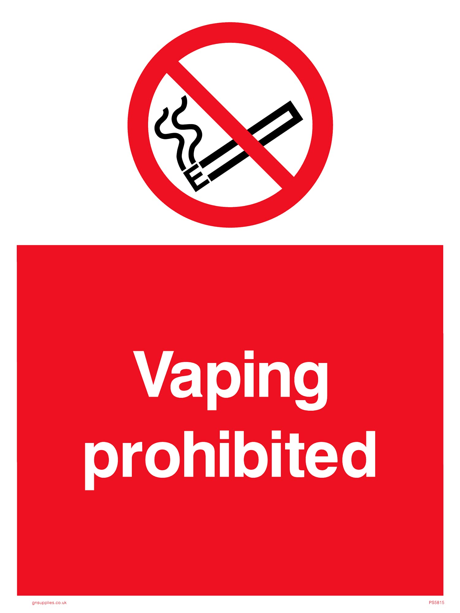 Pack of five - Vaping prohibited Sign - 150x200mm - A5P