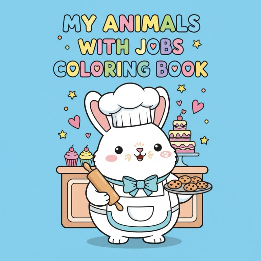 My Animals With Jobs Coloring Book: 24 Cute Animals Doing Big Jobs