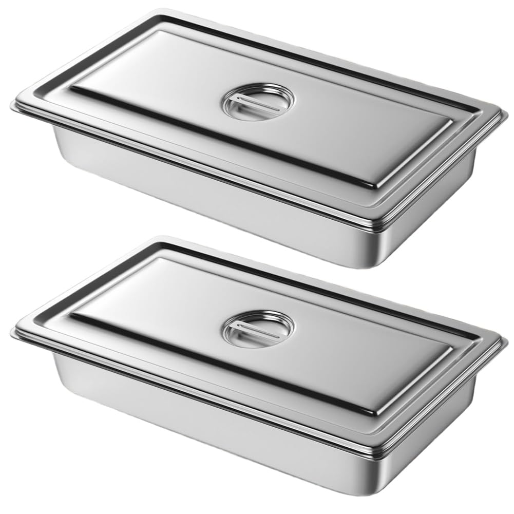 Hndhbfgrt Stainless Steel Full Size Steam Table Pan with Lid- Pan, Full Size Food Pan, Buffet Pan