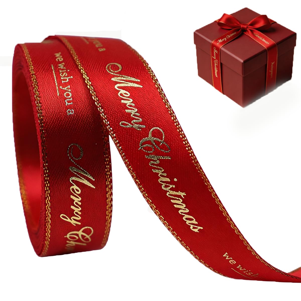 50 Yards Dekoband Weihnachten Schleifenband Geschenkband Stoff Weihnachten