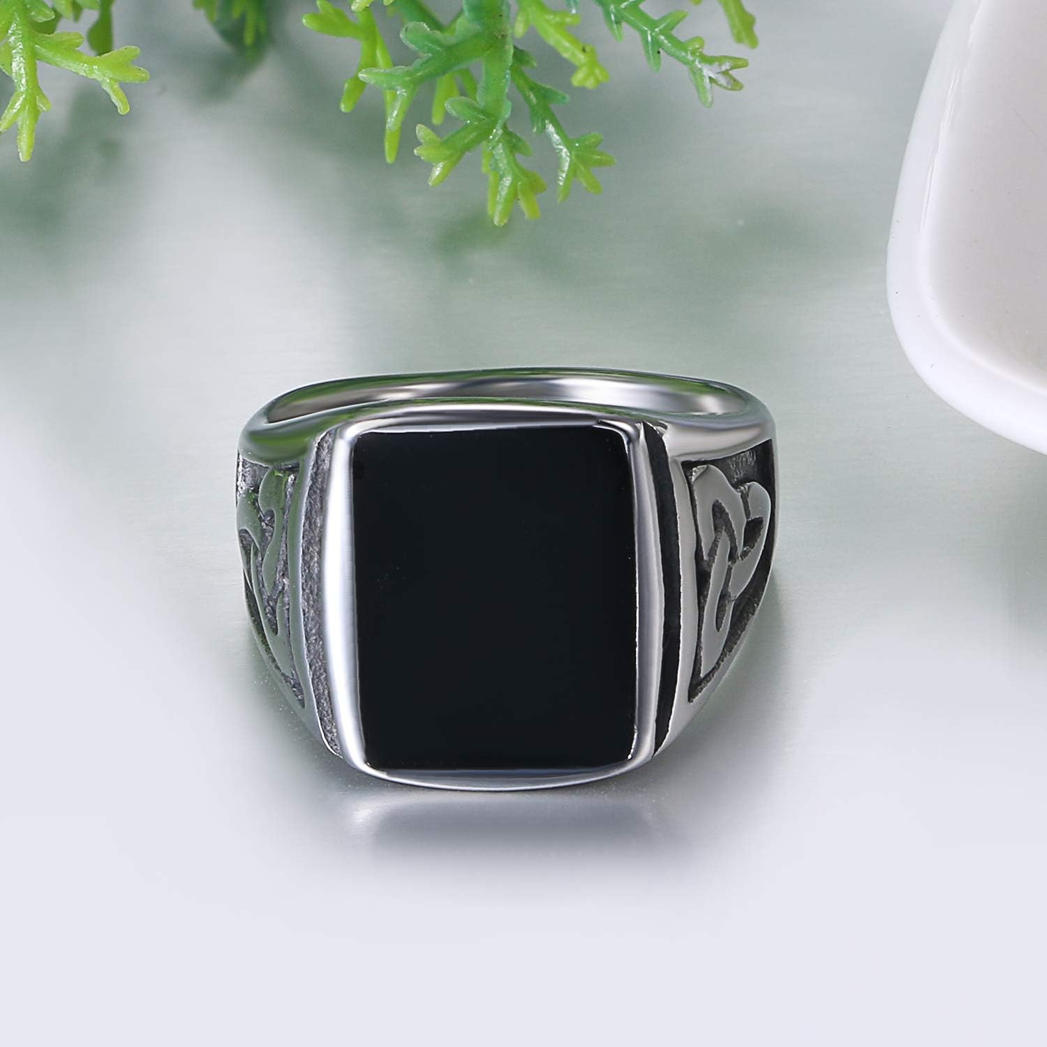 Grote keltische herenring met onyx - Scarabee sieraden