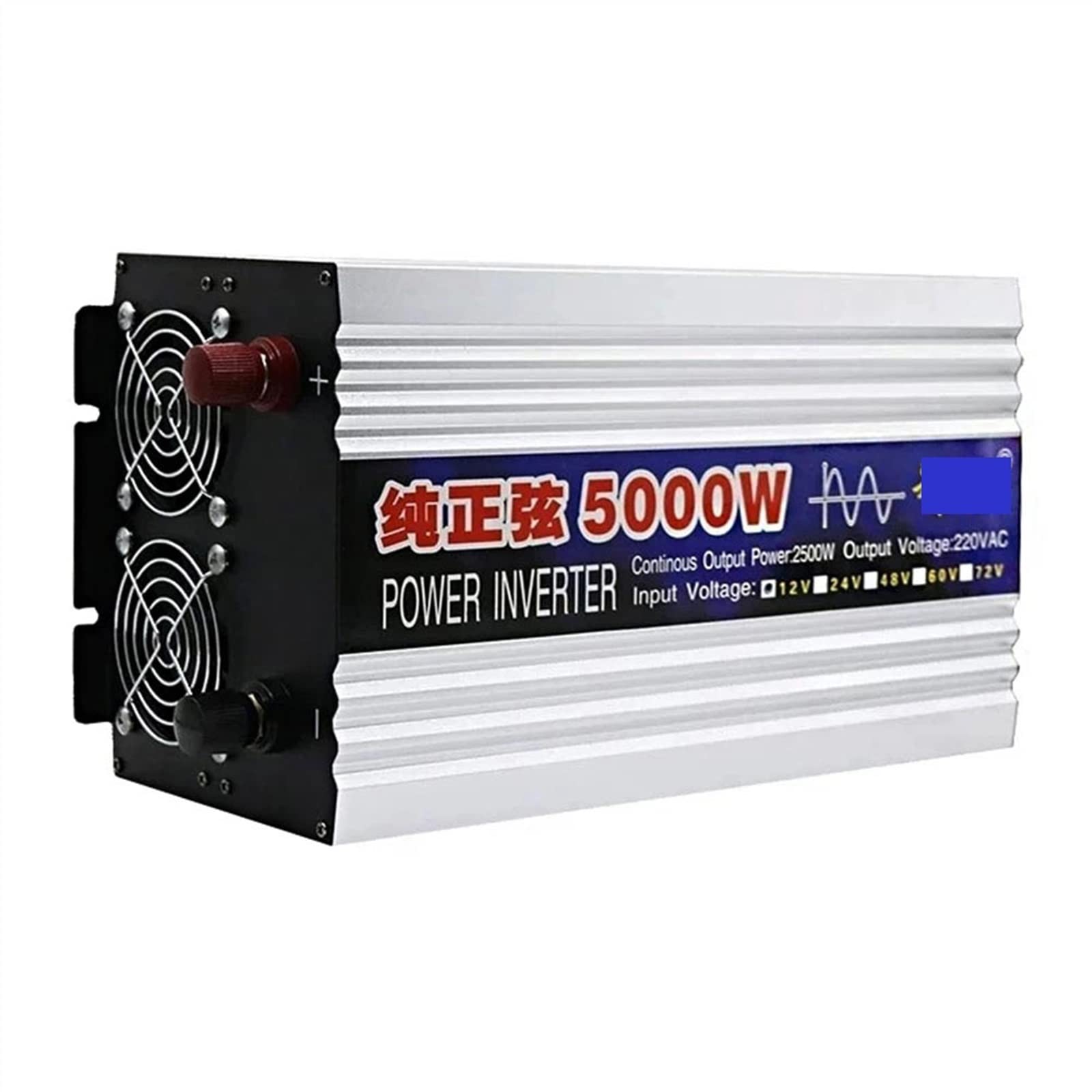 Inversor, Inversor de onda sinusoidal pura 4000W 6000W 8000W Inversor de energía solar for automóvil con pantalla LED DC 12V 24V a AC 110 220 Convertidor de voltaje(5000W,12V)