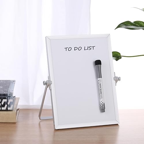 Miniatura 2 de Aelfox - Pizarrón blanco magnético con soporte y marco de aluminio, colgable, ideal para la escuela, el hogar y la oficina (8.3 x 11 pulgadas)