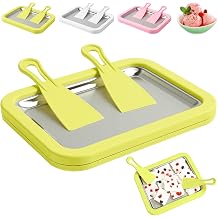 Rolled Ice Cream Maker Kit, 2026 New At-Home Instant Ice Cream Maker with 2 Scrapers, DIY Rolled Ice Cream Tray for Rolled Ice Cream, Soft Serve, Slushies, Frozen Yogurt, Fruity Sorbet Green