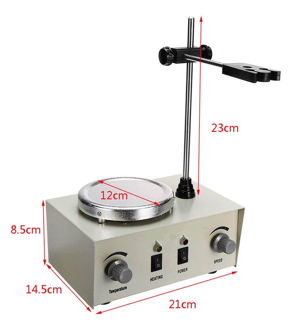 CGOLDENWALL Agitador magnético de laboratorio Placa de calentamiento de agitación magnética: 1000 ml Calefacción/potencia Doble control mezclador magnético con ajuste de temperatura/velocidad