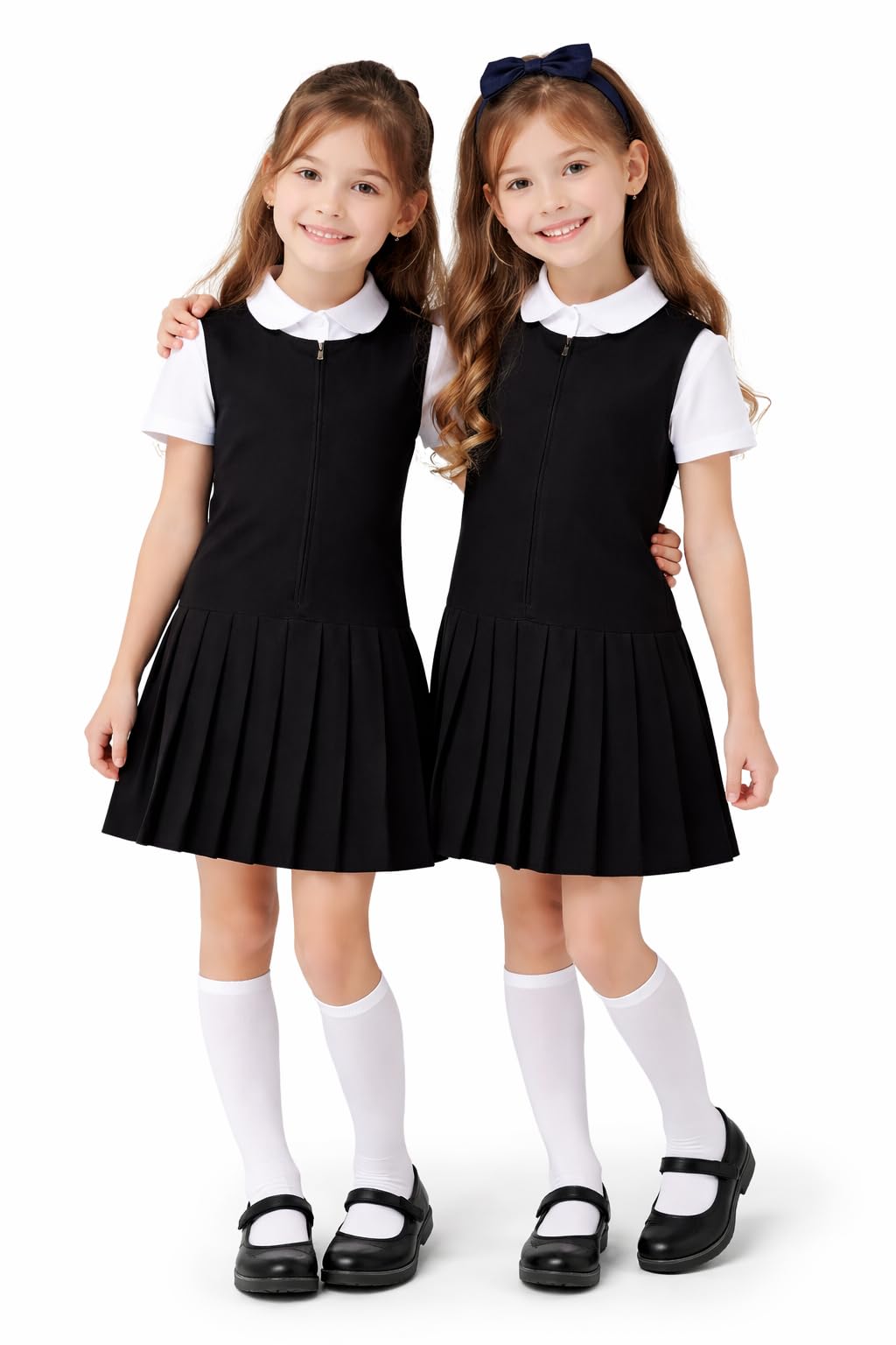 A2z 4 Kids Girls Black Pack Of 2 School Uniform Pinafore Dress - Uf Dress 865 2 Pack 7-8