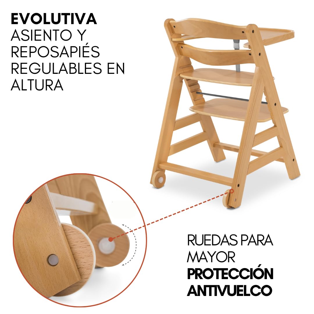 hauck Alpha Move Newborn Set de Trona Bebe Evolutiva con Nueva Hamaca Premium, Tronas de Bebe desde el Nacimiento con Ruedas, Hamaca Bebe, Bandeja y Cojín - Natural/Gris oscuro