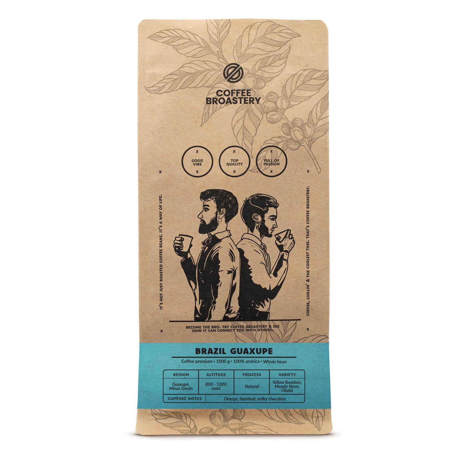 Coffee Broastery Brazil Guaxupe – Lot de 3x1kg Café en Grains du Minas Gerais – Notes Chocolat au Lait, Noisette et Orange – Torréfaction Artisanale pour Espresso et Cappuccino – 100% Arabica