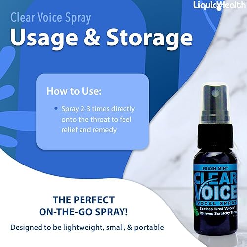 Miniatura 4 de Clear Voice Spray oral para la garganta que canta, alivia, claridad, amortiguador, humectante, alivio vocal, reductor de Eze, tratamiento