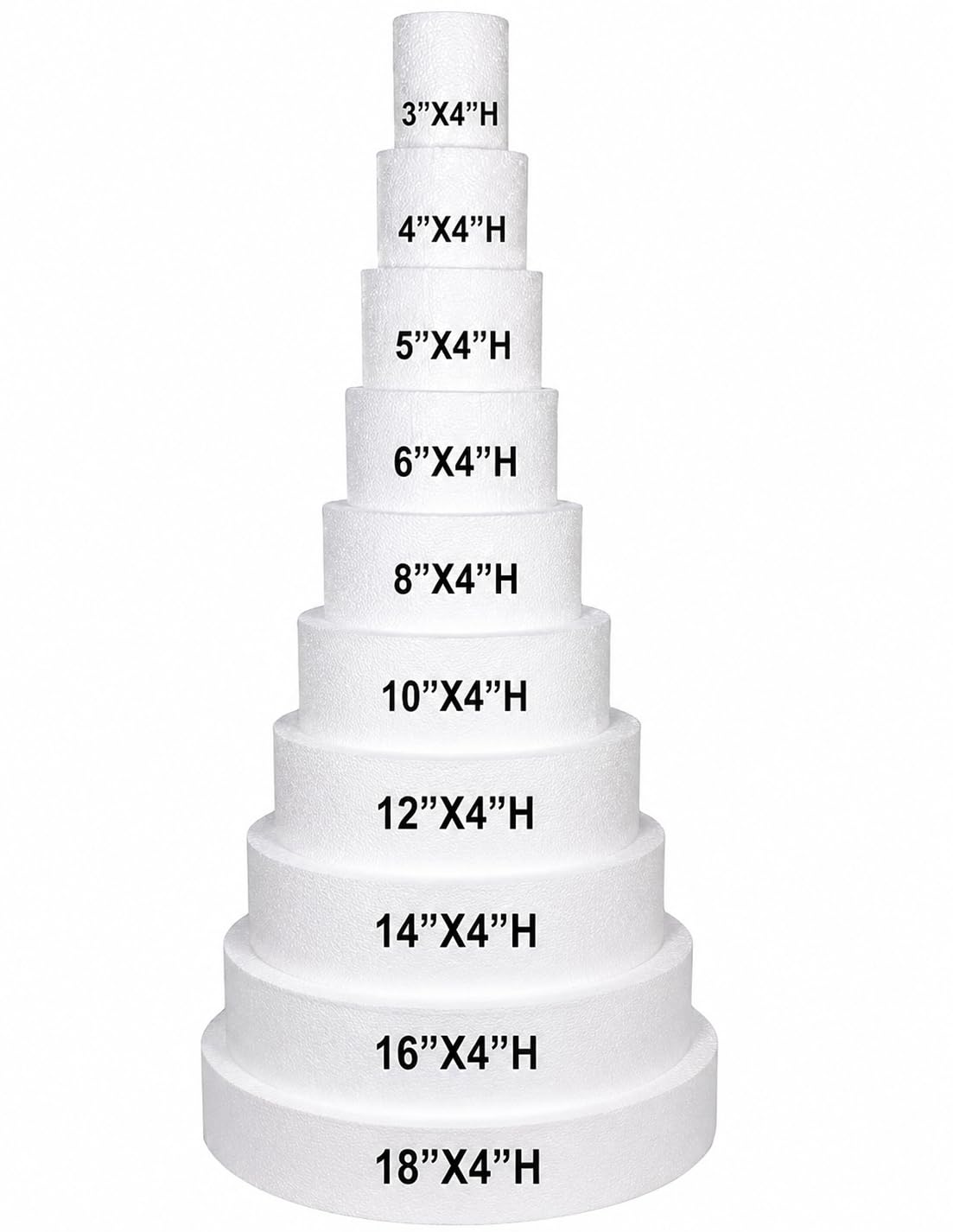 Runde glatte Schaumstoff-Kuchen-Schnuller, zum Dekorieren und für Hochzeiten 16"x4"H weiß