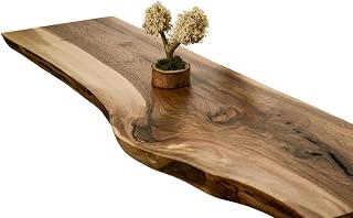 EccaShelf 47" x 8" Floating Walnut Fireplace Mantel Shelf - Live Edge Rustic Wood Mantelpiece for Modern & Farmhouse Homes