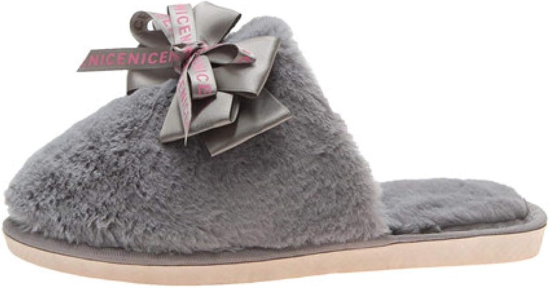 XHBYGXHBYG Indoor Home Slides, Women Home Slippers Winter Warm Shoes Woman Slip on Flats Slides Female Faux Fur Slippers Women Shoes Closed Slides 6 Gray
