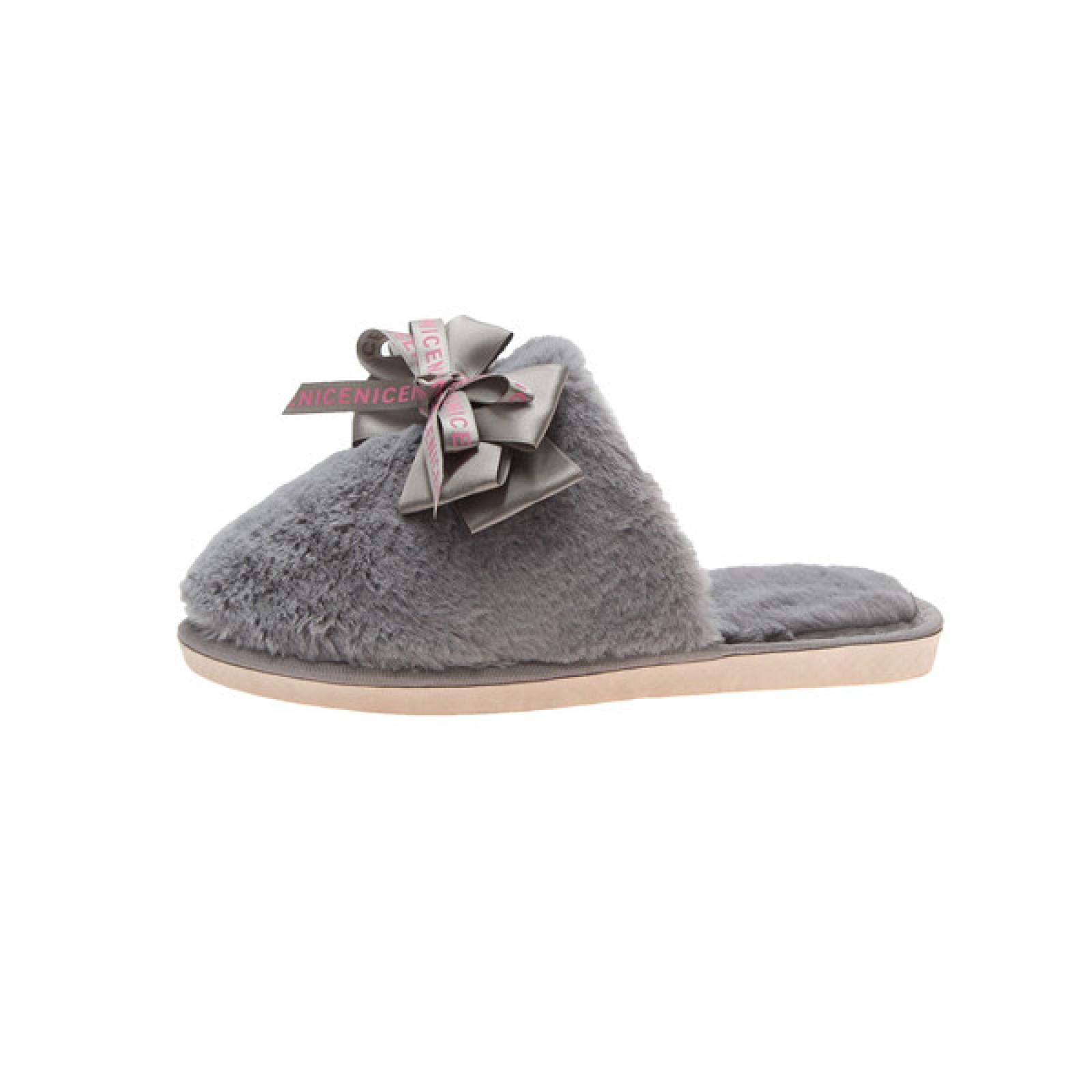 XHBYGXHBYG Indoor Home Slides, Women Home Slippers Winter Warm Shoes Woman Slip on Flats Slides Female Faux Fur Slippers Women Shoes Closed Slides 6 Gray