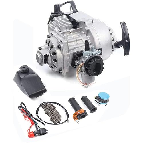 49CC 2-Stroke Mini Motor Air Cooled Racing Engine For Pocket Bike Mini Dirt Bike ATV US (49cc with Fuel Tank)