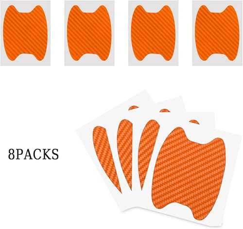 Miniatura 36 de 4 calcomanías protectoras para manija de puerta de automóvil, película protectora universal de fibra de carbono contra arañazos, cubierta de pintura