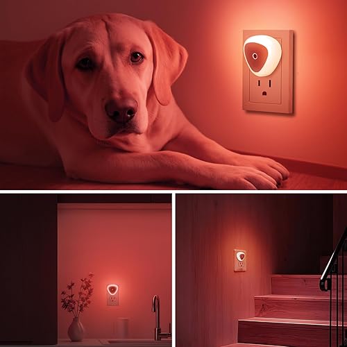 Miniatura 6 de KINUR Paquete de 6 luces LED nocturnas, luces nocturnas de 0.5 W enchufables a la pared, sensor de atardecer a amanecer, luz nocturna automática de