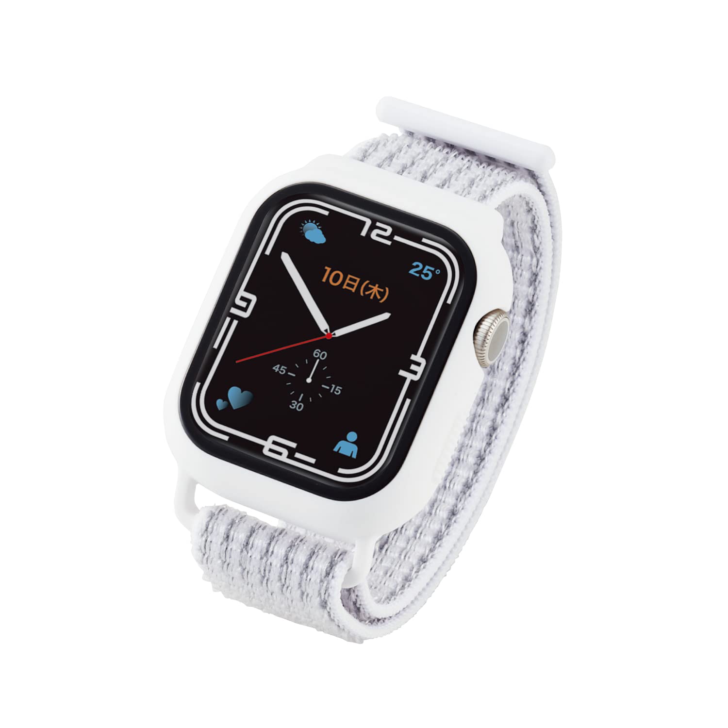エレコム Apple Watch (アップルウォッチ) ケース カバー 41mm [Apple Watch 8 7 対応] フルカバーケース ガラス バンド一体型 ファブリック ホワイト AW-21BBCFBWH