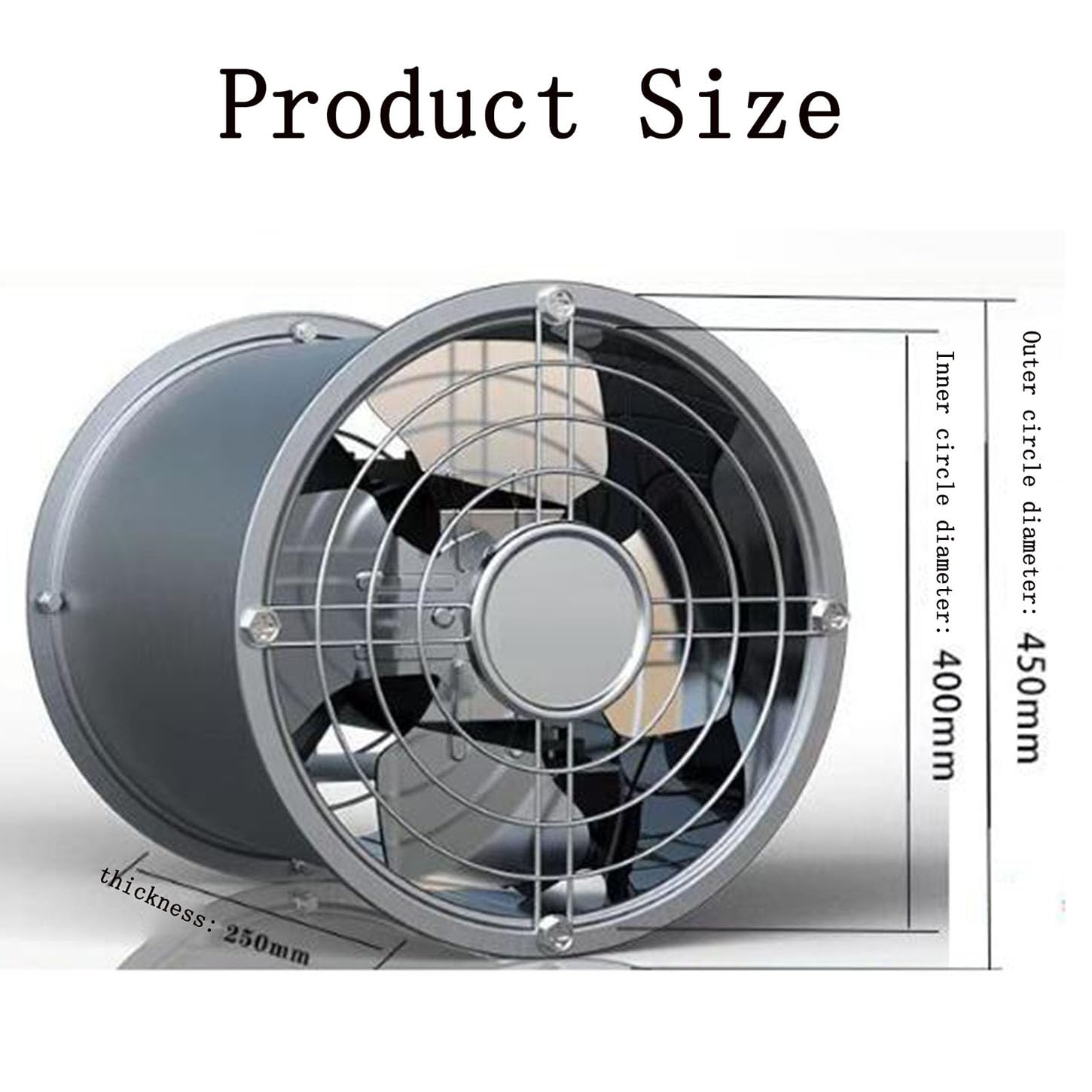 Estrattore Aria Flusso Assiale,Acciaio Inossidabile Ventilatore Industriale,2800 Giri/Min Aspiratore Bagno,Griglia Bifacciale,per Cucina, Serra, Tenda, Garage Ventola Aspirazione,16 Inches