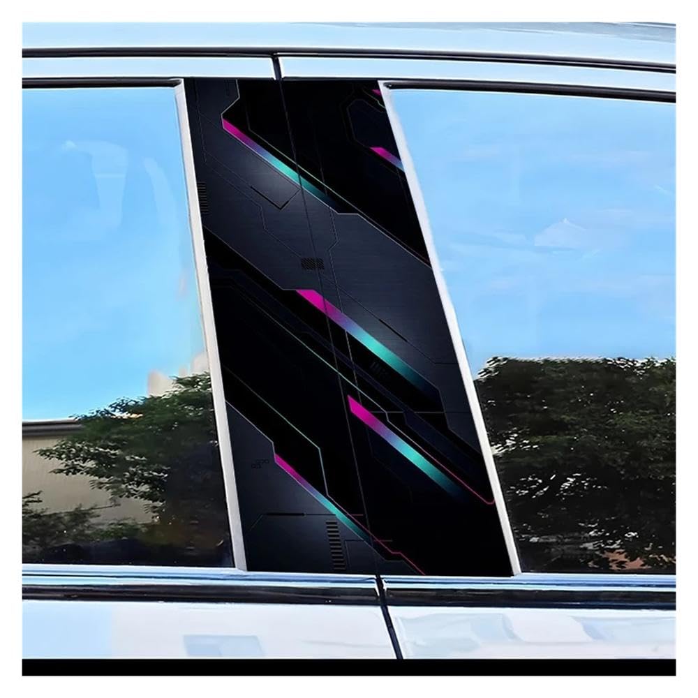 Auto Accessory 2pcs Car Center Column Decal Geometric Lines Pattern Scratch Resistant Film