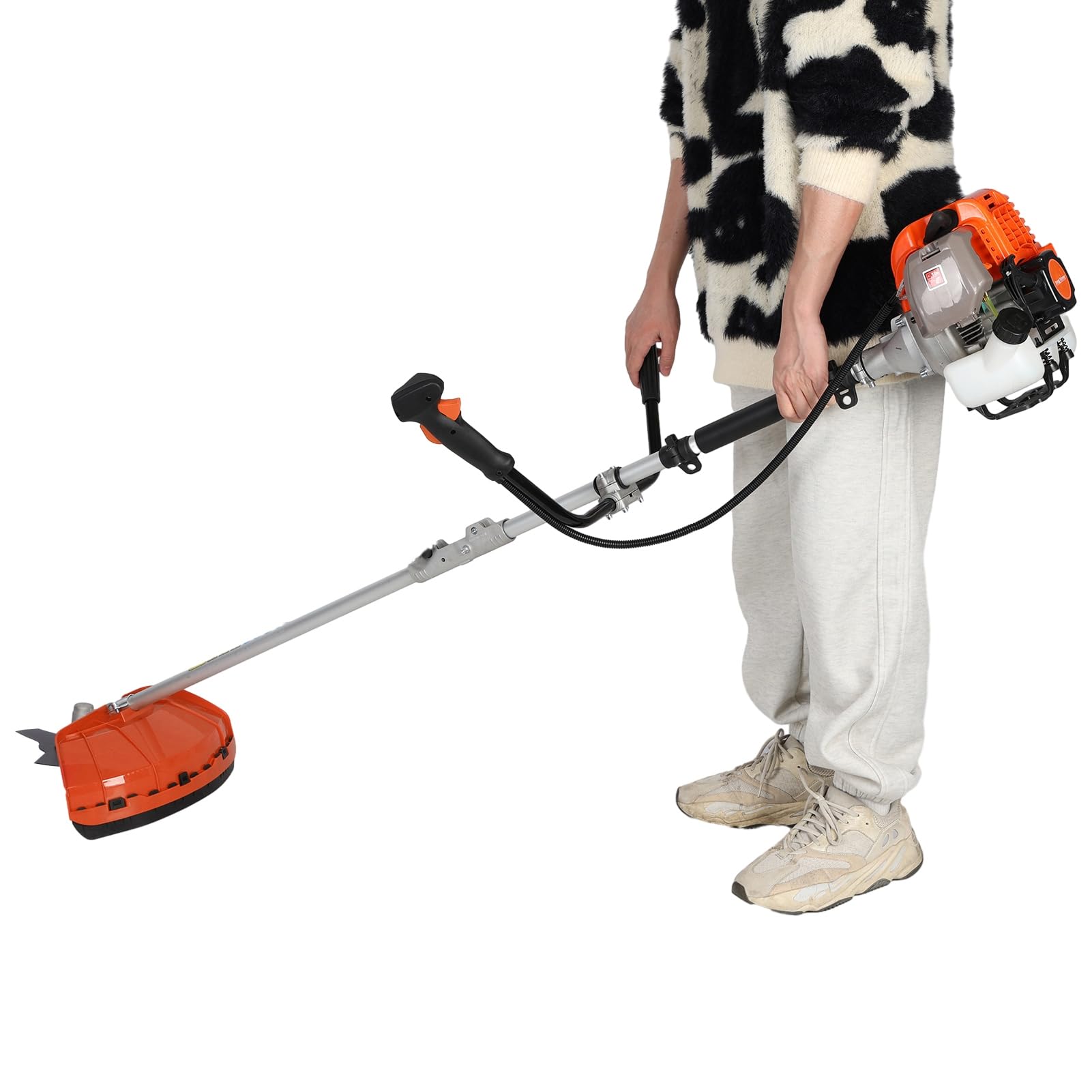HshDUti Débroussailleuse Thermique Professionnelle 52 cm3 3CV Système Anti Vibration, 2 en 1 Coupe-Bordure avec/Tête/de Coupe Double Fil et Lame 3 Dents Modèle Conçu pour Les Pros, sans Orange