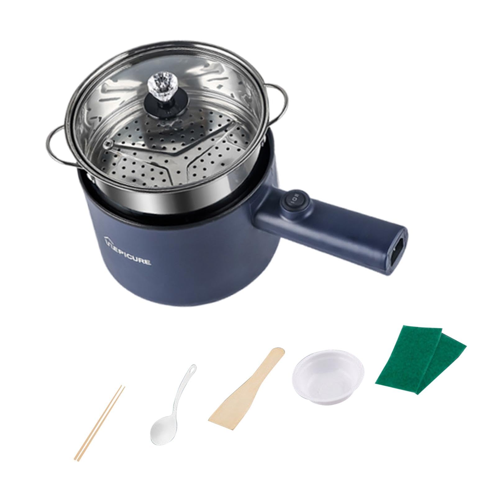 Electric Hot Pot Electric Skillet for Stir Fry Stew Steam Pasta Oatmeal Blue|Home & Garden| Electric Skillets-picture-14