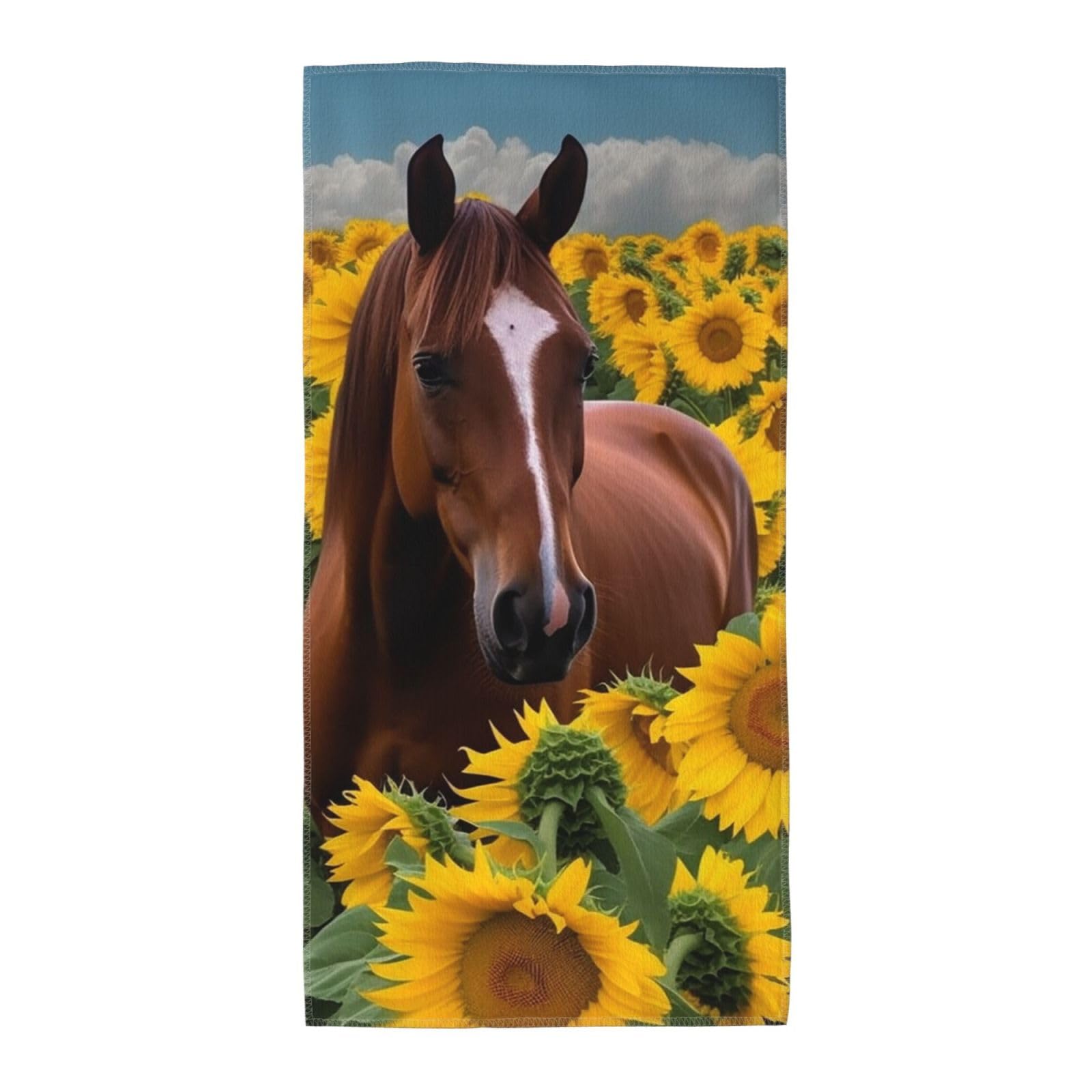 FekiLoot Absorbent Hand Towels 12"X24" Decorative Bathroom Towel Soft Microfiber Face Towel Horse and Sunflower Dish Kitchen Towels for Bathroom Kitchen Hotel Spa Bath Towels