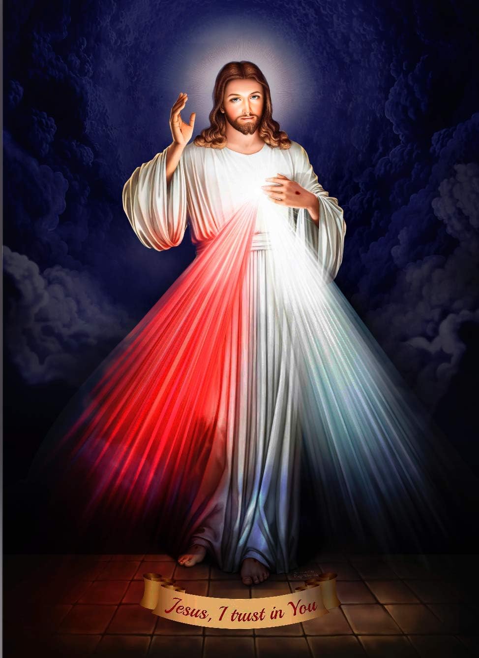 Divine Mercy Poster Image of Jesus Christ, Divina Misericordia TWO POSTERS 11X14 Inch Made in