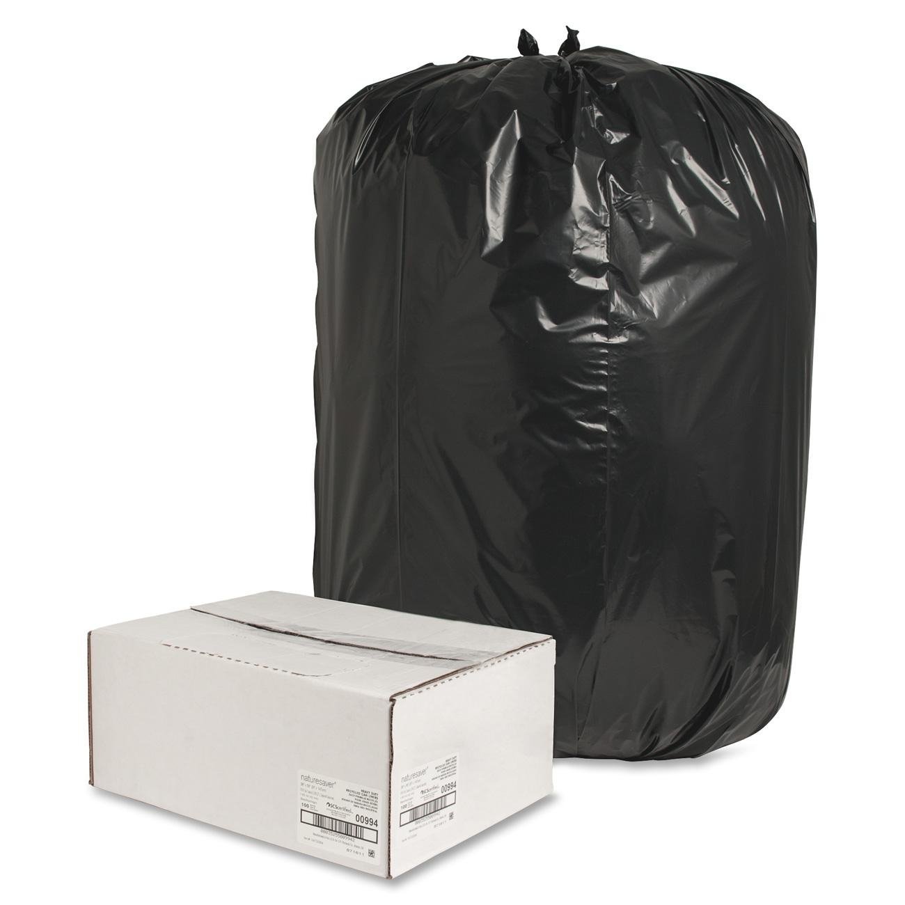 Black Low-Density Recycled Can Liners by Nature Saver – 1 Count (Pack of 100), 60.0 gallons, Plastic, Black, Pack of 100