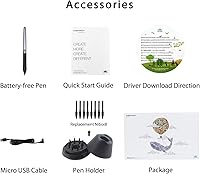 Vista 9 de HUION Inspiroy H950P - Tableta de dibujo digital de 8 x 5 pulgadas con lápiz sin batería, 8192 presión de bolígrafo, inclinación, 8 teclas de acceso