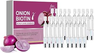 Onion Biotin Scalp Care Essence, Deeply Deeply Moisturizes And Strengthens The Hairbottom, Red Onion Biotin Hair Serum, Non-Greasy Hair Bleaching Serum, 20 Individual 1.5 Ml Vials (1 BOX)
