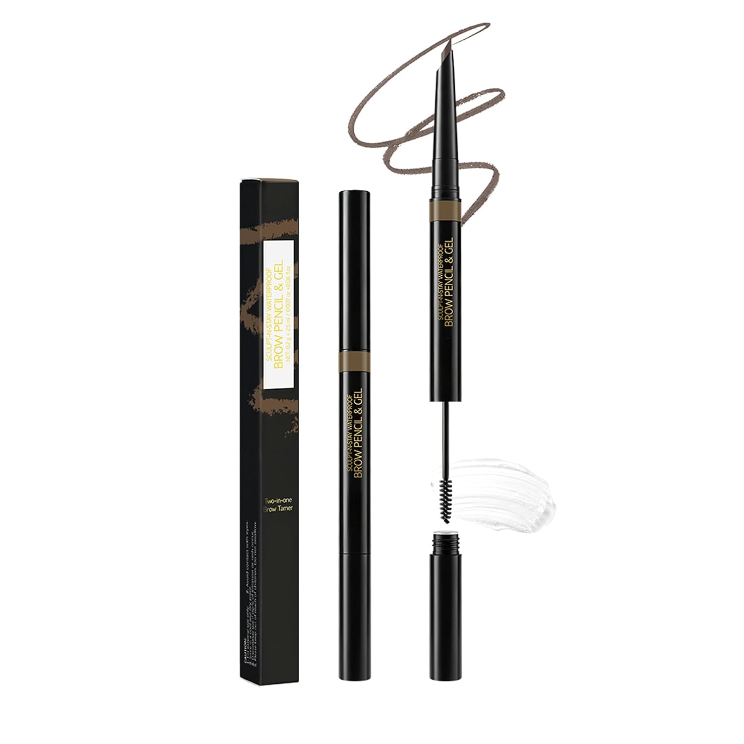 AKARY Eyebrow Pencils & Setting Gel For Women, 2 in 1 Brow Pencil & Gel, Long-Lasting Dual-Ended Brow Makeup with Precision Tip, Non Dry, Gentle, Comfortable Formula (Dark Brown#02)