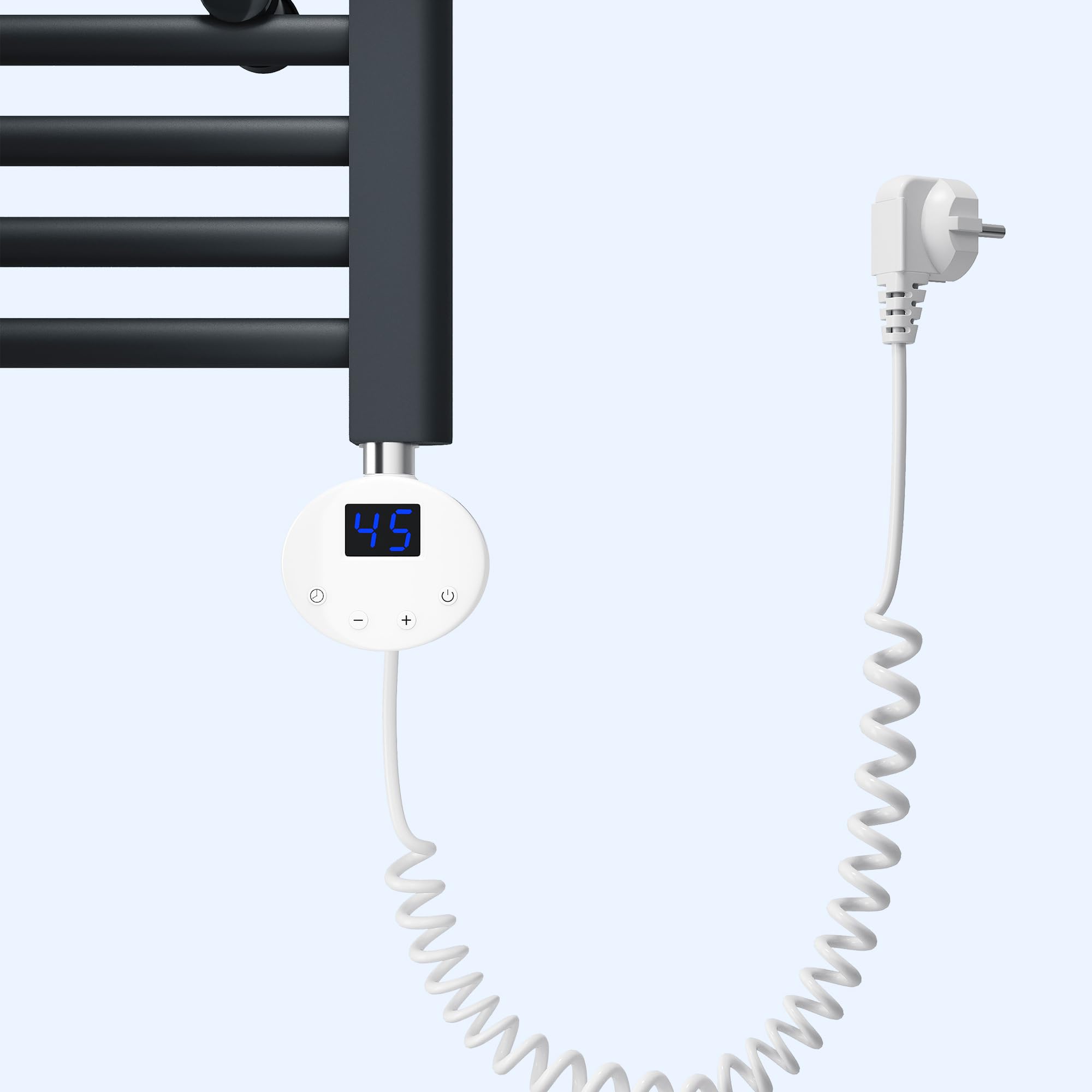 SONNI Scaldasalviette elettrico con termostato, 700 x 500 mm, antracite, curvo, attacco centrale, ovale, scaldasalviette per bagno, riscaldamento, 400 W