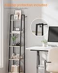 Hzuaneri 5-Tier Étagère d'étage, étagère Narrow, étuves de rangement d'angle, Bibliothèque autonome avec 2 Crochets pour la maison bureau, salon, cuisine, chambre, industriel, Greige et noir BC03205B
