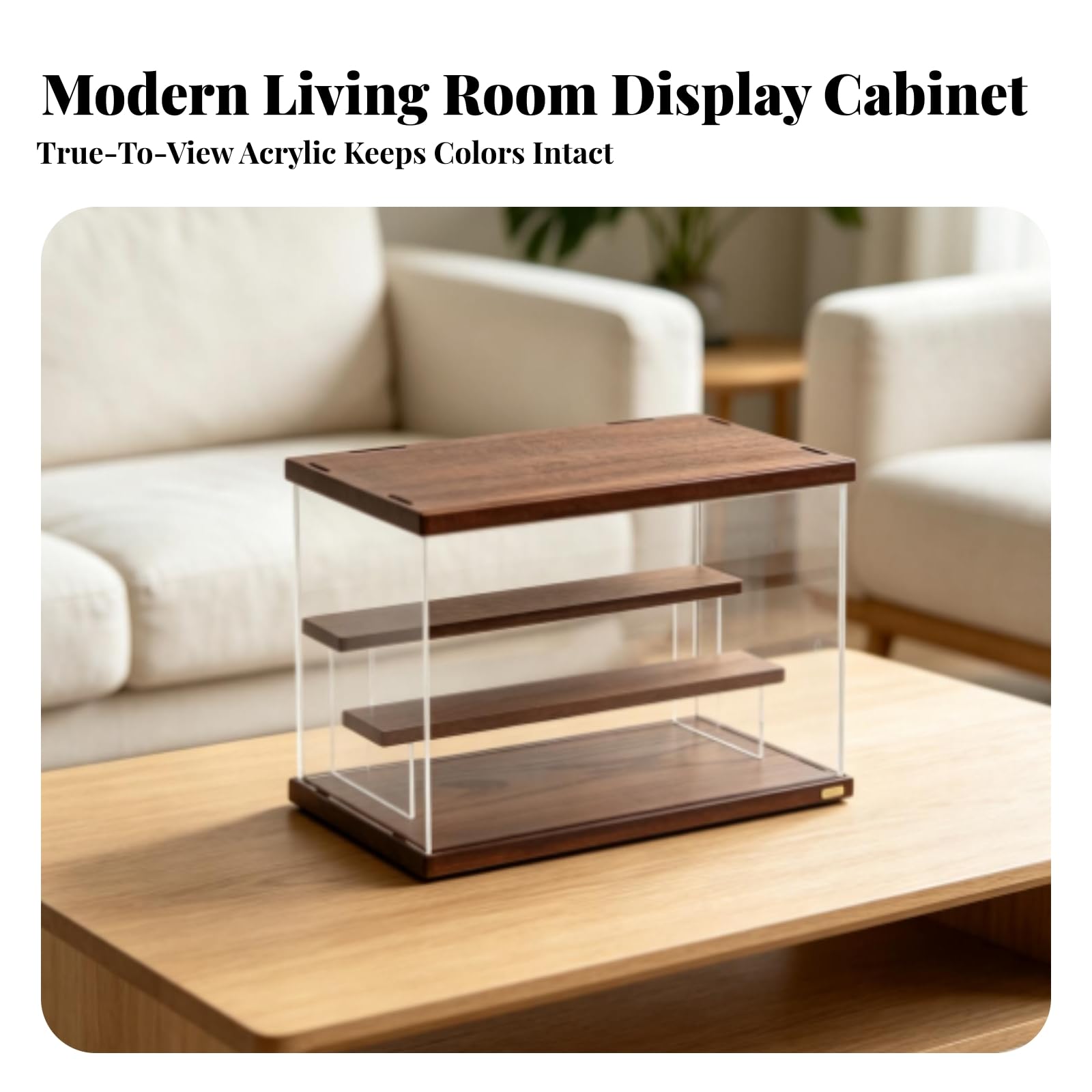 harayaa Staubdichte Schaukabine für Figuren | Staubschützend, Tischvitrine aus Bambus und Acryl, vollkommen transparent, für Regal, Sammler