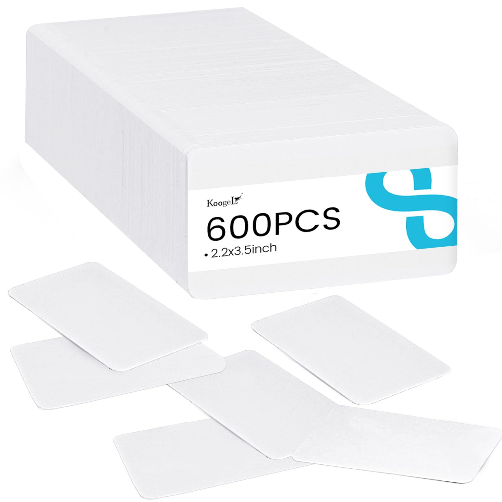 Koogel 600PCS White Blank Business Cards, 2.2 x 3.5 Inch, Small Blank Paper Double-Sided Cardstock for Message & Note Business Appreciation Study Flashcards Index Cards, DIY Paper Crafts, Gift Tags