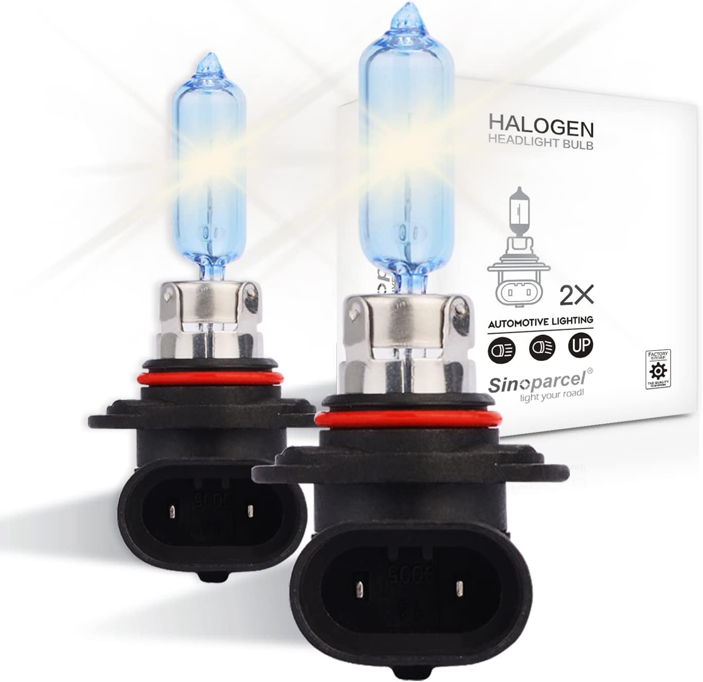 HB3 9005 Headlight Bulb, 35% Whiter, +150% More Brightness, 3800K White HB3 9005 Bulb for High Beam, 12V 65W, Pack of 2