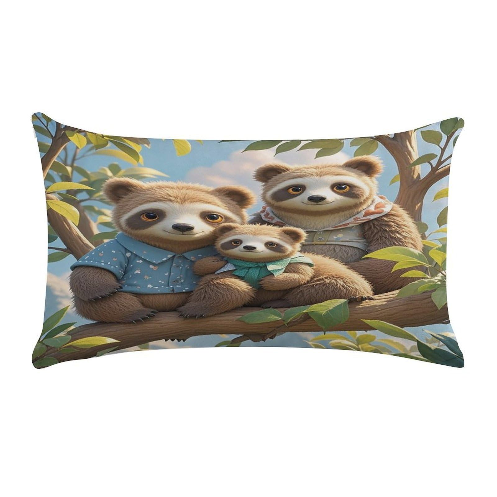 Sloth Family Pillow Case Decorative Rectangle Throw Pillow Cover Soft Plush Pillowcase Cozy Cushion Case Modern Pillow Sham Cushion Cover for Bedroom Sofa Couch 20 X 12 Inch
