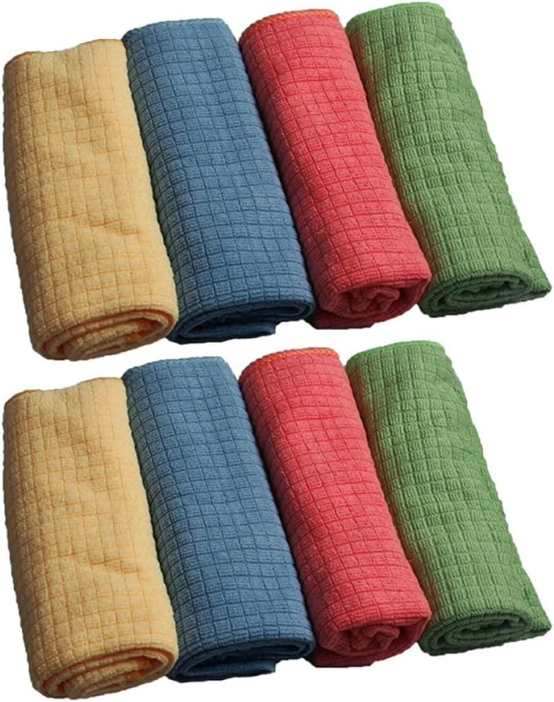 TOYANDONA 8 Pack Microfiber Kitchen Cleaning Cloths, Absorbent Dish Towels